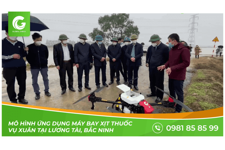 Mô hình ứng dụng máy bay xịt thuốc vụ Xuân tại Lương Tài, Bắc Ninh|Máy bay nông nghiệp P-Globalcheck