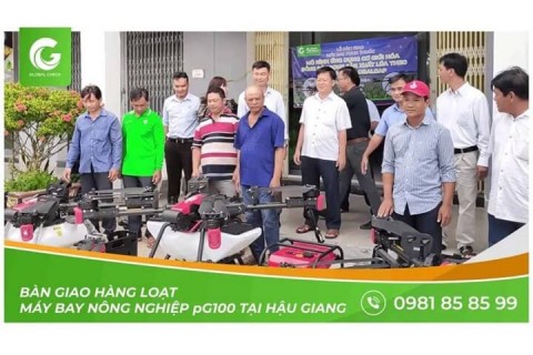 Bàn giao hàng loạt máy bay nông nghiệp pG100 tại Hậu Giang