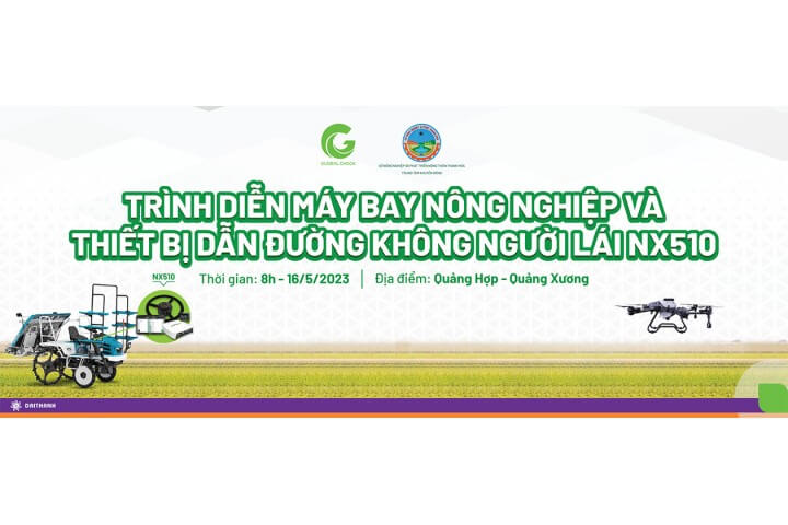 Trình diễn giới thiệu công nghệ máy bay nông nghiệp và thiết bị dẫn đường máy nông nghiệp không người lái tại Thanh Hóa