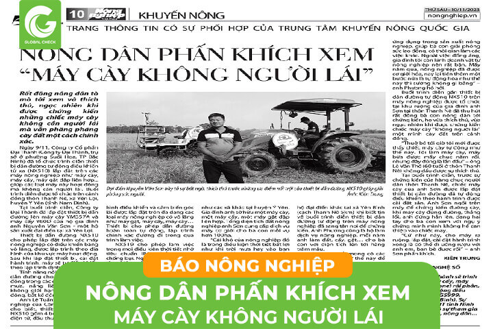 [BÁO NÔNG NGHIỆP] Nông dân phấn khích xem 'máy cày không người lái'