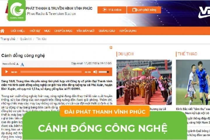 [CỔNG THÔNG TIN TỈNH VĨNH PHÚC] Trình diễn Mô hình Cánh đồng công nghệ cơ giới hóa