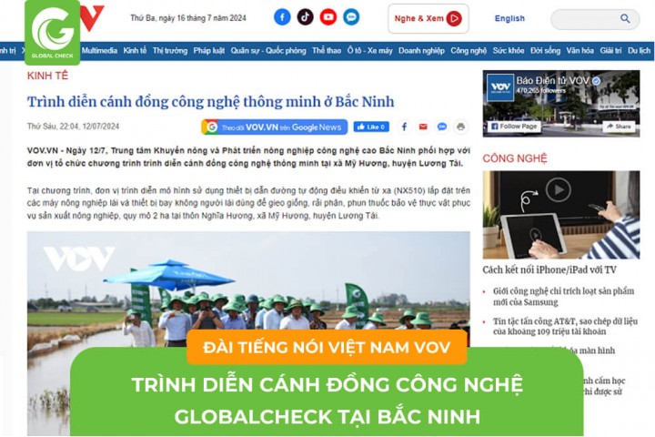[ĐÀI TIẾNG NÓI VIỆT NAM VOV] Trình diễn cánh đồng công nghệ thông minh ở Bắc Ninh