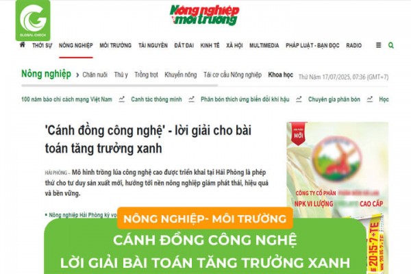 [Báo Nông Nghiệp- Môi Trường] Cánh đồng công nghệ - Lời giải cho bài toán tăng trưởng xanh