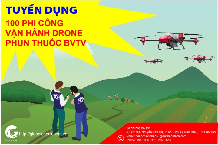 TUYỂN DỤNG PHI CÔNG VẬN HÀNH DRONE PHUN THUỐC BVTV