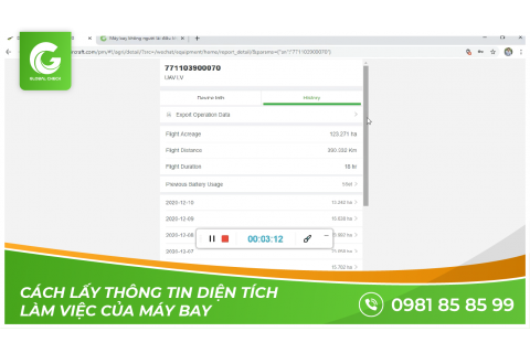 Cách Lấy Thông Tin Diện Tích Làm Việc Của Máy Bay Nông Nghiệp Không Người Lái GLOBALCHECK