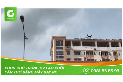 Phun khử trùng BV lao phổi Cần Thơ bằng máy bay phun thuốc Globalcheck | Hậu giãn cách Covid 19