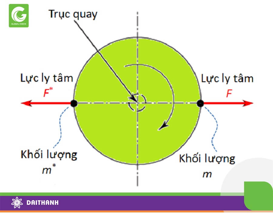 Hai lưỡi dao tương đương lực ly tâm F (màu đỏ)