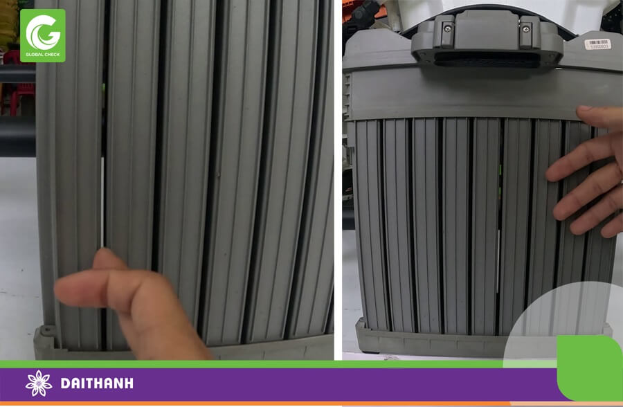 Các khe thoáng ở ngoài vỏ tạo luồng không khí ngoài trời tiếp xúc với từng Cell Pin giúp PIN được làm mát nhanh chóng từ bên trong