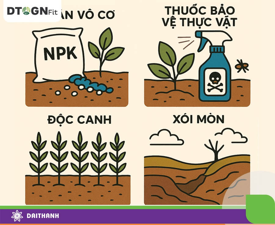 Có rất nhiều nguyên nhân dẫn đến đất bạc màu