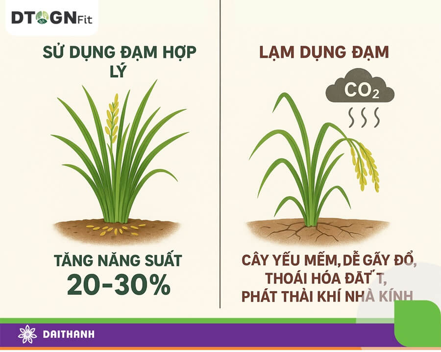 Lạm dụng phân đạm là cây lúa yếu, thoái hóa đất, phát thải khí nhà kính