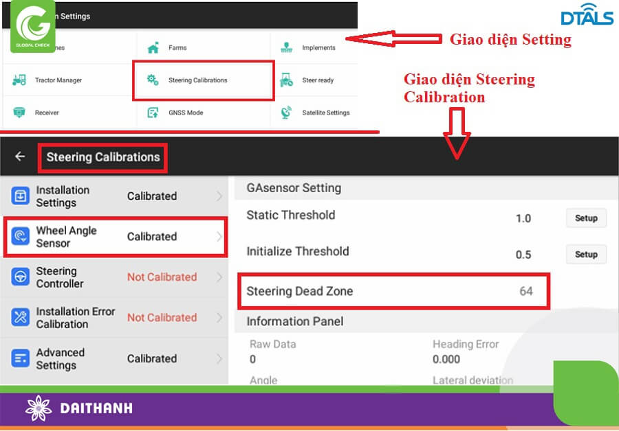Nhập thông số vùng chết vào Steering Dead Zone